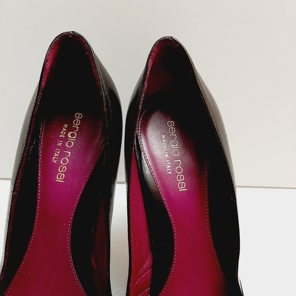 SERGIO ROSSI Italy Elegant Genuine Leather Black High Heel Shoes Sz 7.5 Eur 37.5 - Picture 7 of 14